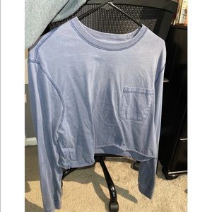 Blue Long Sleeve Crop Top , LARGE